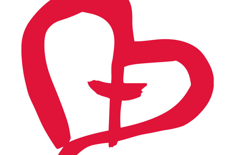 yhteisvastuun logo, punainen sydän jonka keskellä on risti